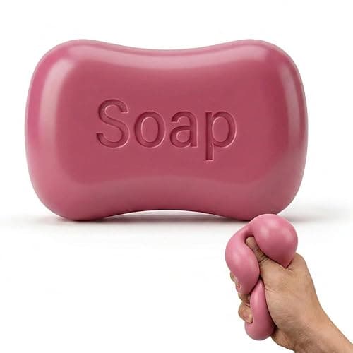 2026 New ASMR Crunchy Bead Filled Squishy Stress Ball, Handmade Realistic Bar Soap Shaped Fidget Toy, Soft Squeeze Sensory Gift for Party Favors (Soap-Pink) - Image 1