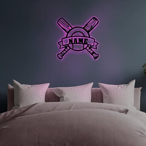 Personalized Baseball Neon Sign, Custom Name Wall Decor Lamp With 16 Colors Changing Remote Control, Sport Christmas Birthday Light (Baseball) thumbnail 3