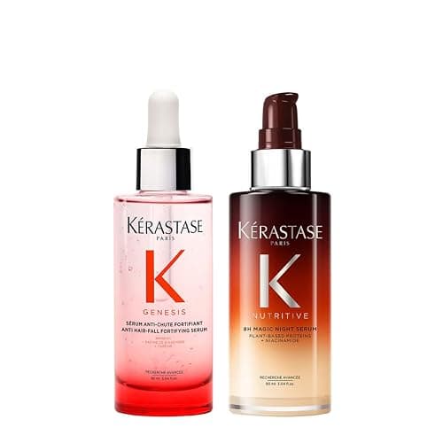 Kérastase Pflegeset mit Genesis Sérum Anti-Chute Fortifiant gegen Haarverlust und Haarbruch (90 ml) und Nutritive 8H Magic Night Serum (90 ml) für mehr Glanz und Geschmeidigkeit - Image 1