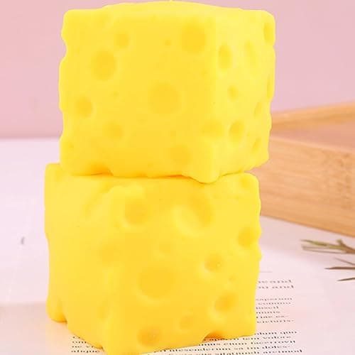 Yellow Cheese Squeeze Toy,Soft Novelty Toy, Rebounding Sensory,Help for Relax,Focus, Sensory Cheese for & Adults, Food Theme Cheese Cubes Squishy Toys,Stress Balls for Adults (﻿Yellow 1) thumbnail 4
