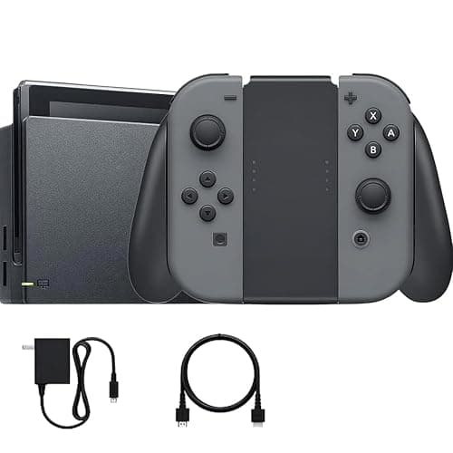 Nintendo Switch with Black and Gray Joy-Con with Dock, High Speed HDMI Cable (Renewed) - Image 1