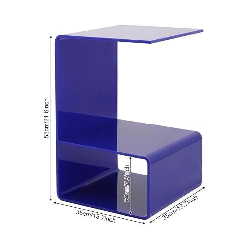 Eapmic Acrylic Side Table, 21.6" C Shaped End Table, Free Standing Storage Tables, 3 Tier Bedside Nightstand, Small Coffee Tables for Living Room Bedroom Bathroom Entryway (Blue) thumbnail 3
