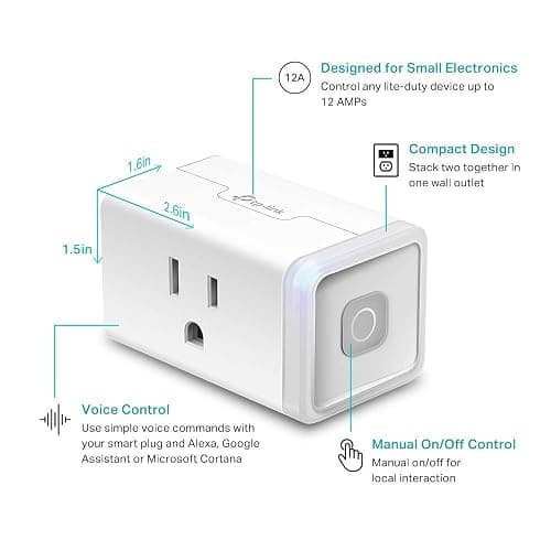 Kasa Smart Plug Mini by TP-Link (HS103P4) - Smart Home WiFi Outlet Works with Alexa, Echo and Google Home, No Hub Required, Remote Control, 2.4GHz WiFi Required, 15 Amp, UL Certified, 4-Pack, White thumbnail 2
