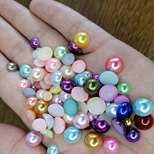 JKanruh 10000 Pieces Mixed Color Half Pearl Bead Flat Back Plastic Beads for DIY Crafts,Nail,Decor,Scrapbooking (7 Sizes,2mm-10mm) thumbnail 6