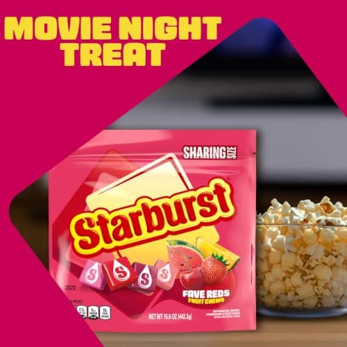STARBURST FaveREDS Fruit Chews Candy, Chewy Candy, 15.6 oz Sharing Size Bag thumbnail 7