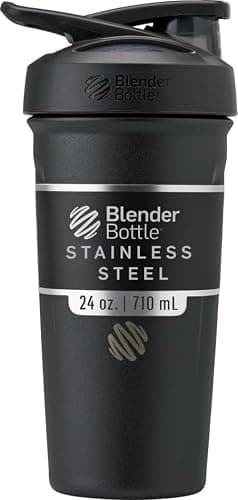 BlenderBottle Sport Flip Stainless Steel Shaker Bottle 24 oz Black | BPA Free Material - Image 1