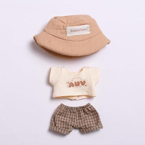 Clothes for 17cm Doll Overalls&hat Clothes Accessories(No Doll), Cute Outfit Suitable for 6.69inch (17cm) Doll Soft Cotton Clothing Replacement thumbnail 2