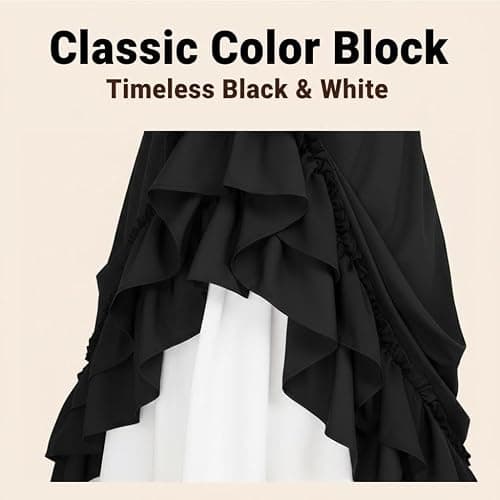 Womens Casual-Elastic-Ruffled Renaissance-Skirt - High Waist Double-Layer Lace Ruffle Renaissance Maxi Skirts thumbnail 4