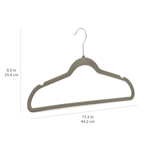 Amazon Basics Slim, Velvet, Non-Slip Suit Clothes Hangers, Gray/Silver - Pack of 30 - Gray/Silver - Pack of 30 thumbnail 3