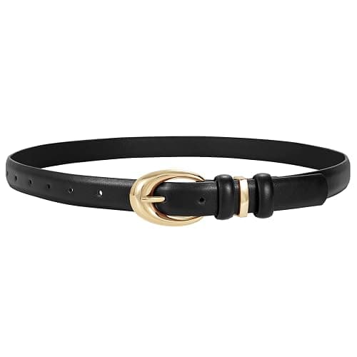TRIWORKS Women Leather Belt for Jeans Pants Fashion Ladies Skinny Faux Leather Dress belt with Gold Buckle - Image 1