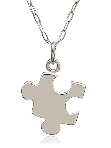 Sterling Silver Puzzle Piece Charm Necklace, 18"