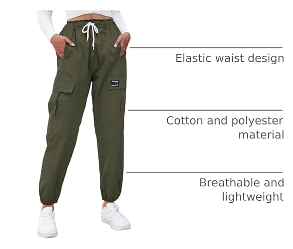 SANGTREE Girls & Womens Drawstring Cargo Jogger Pants,3 Years - Women 3XL thumbnail 4