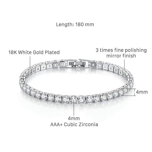 ElegGlo 14K Silver Plated Tennis Bracelet Set Cubic Zirconia Classic Adjustable Bracelet Silver Bracelets for Women Birthday Mother's Day Wedding Gift thumbnail 4