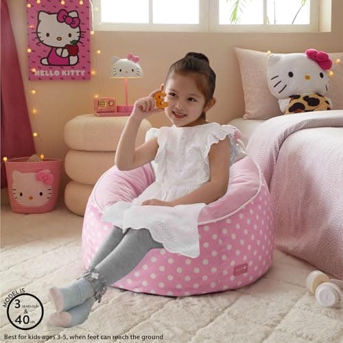 Sanrio Hello Kitty Bean Bag Chair for Kids,Figural Hillside Design by pod, Soft & Durable Fabric, 24x24x17, Comfy Seat for Bedrooms & Playrooms thumbnail 2