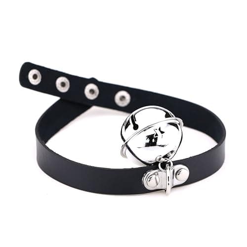 FM FM42 Multicolor PU Simulated Leather Silver-tone 4cm Large Bell Pendant Neckband Choker Necklace thumbnail 4
