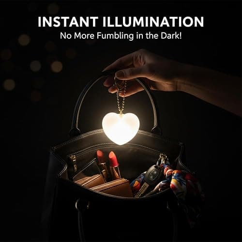 2026 New Love Wallet Tote Bag Touch Sensing Light, Purse Light for Women, LED Automatic Glow Lights, Heart Bag Lamp with Motion Sensor, Rechargeable Mini Flashlight for Handbags & Gifts (A-White) thumbnail 5