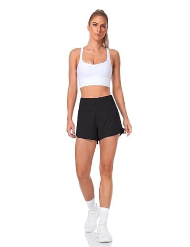 HeyNuts Focus Running Shorts for Women, High Waisted Athletic Shorts Lined Workout Shorts with Zipper Pocket 4" - X-Small - Black thumbnail 4