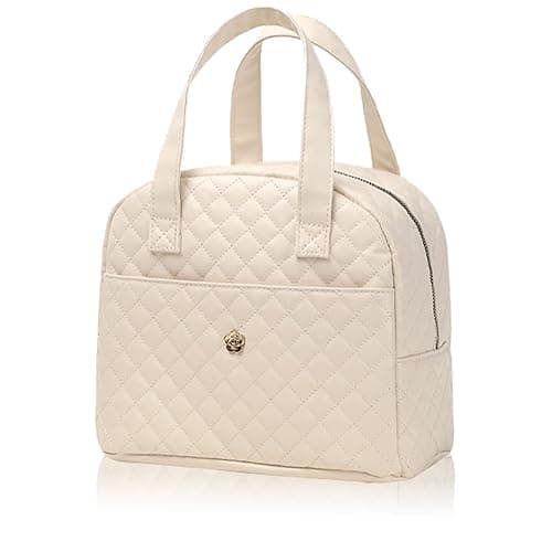 kamumanni Lunch Bag for Women, Small Lunch Box for Women, Insulated Lunch Bag with Front Pocket for Adults (Cream) - Image 1