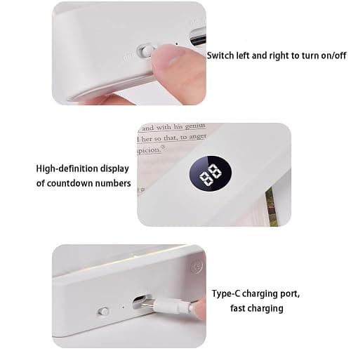 DENEZE White Smart Led Reading Light, Book Light Treasure Box, Rechargeable Clear LED Flat Reading Light with 3 Colors & Timer, Doodleable Study Lamp, The Quiet Reader's Dream Lights thumbnail 5