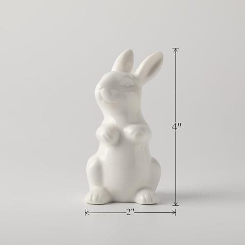 GOODSTART Ceramic Bunny Rabbits Easter Bunny Figurine Porcelain Modern Art Home Decoration, Statues for Spring Home Decor, Easter Decorations Rabbit Figurines thumbnail 3