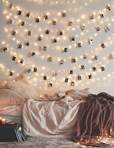 Photo Clip String Lights 17Ft - 50 LED Fairy String Lights with 50 Clear Clips for Hanging Pictures, Photo String Lights with Clips - Perfect Dorm Bedroom Wall Decor Wedding Decorations - Image 1