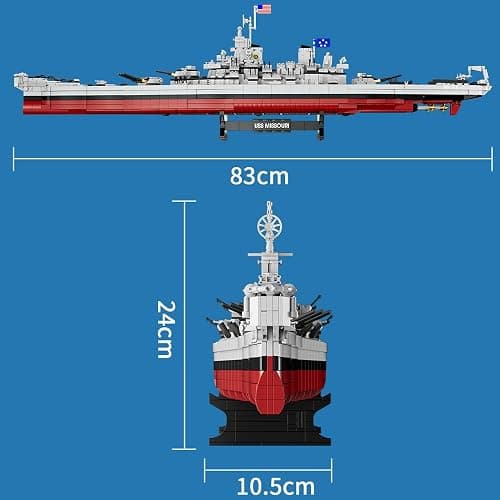 MISINI M6320 Military Series World War II Battleship Building Kit, 2228 Pieces USS Missouri Battleship, Toy Gift Ship Building Block Set for Adult Collection(Iowa-Class Warship) thumbnail 8