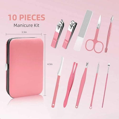 10 in 1 Manicure kit for Women Professional Pink Nail kit, Nail Care kit and Personal Toe Nail Clippers, Complete Manicure Set Women with Travel Beauty Tools Convenience Set thumbnail 2