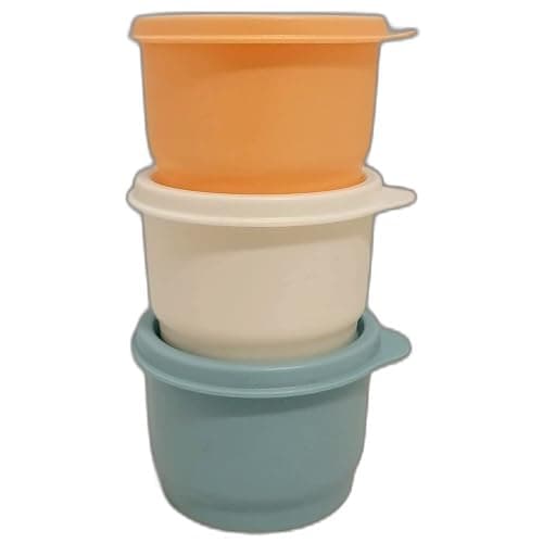 Tupperware SET (3) Kühlschrank Uno 120 ml bunt orange weiß blau Dose Vorrat Frischhaltedose Julchen - Image 1