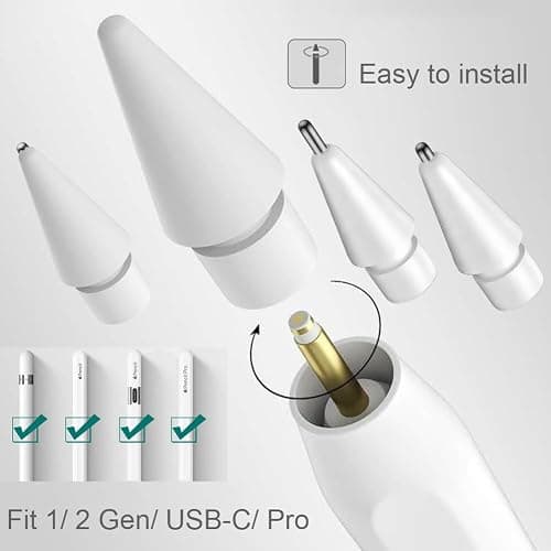 SIXFU Upgraded Tips for Apple Pencil, Mix Replacement Pencil Tips for Apple Pencil 2nd/ 1st Gen/USB-C/Pencil Pro Tips(6 PCS) thumbnail 2