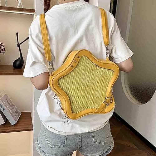 Ita Bag Star Shaped Purse, PU Leather Aesthetic Cute Crossbody Purse, Kawaii Pin Display Clear Shoulder Bag (Bare Bag) - Yellow thumbnail 4