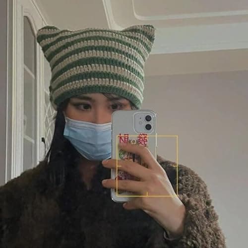 Crochet Hats for Women Cat Beanie Vintage Beanies Women Fox Hat Grunge Accessories Slouchy Beanies for Women thumbnail 4