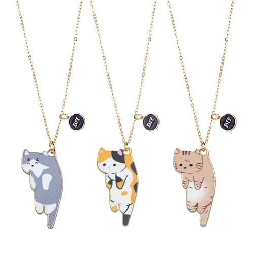 3Pcs Friendship BFF Necklace Cute Kitty Cat Pendant Necklaces Funny Little Cat Choker Necklace for Women Men Best Friends Jewelry Gift | BFF, Friendship, Cute Kitty Cat, Gift, Funny Little Cat - Image 1