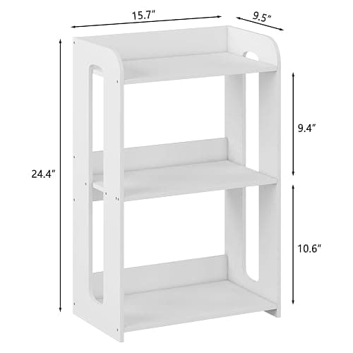 HAYOFAMY 3 Tier End Table Nightstand White, Small Bookshelf with Open Shelf, Narrow Side Table Bedside Table for Bedroom, Living Room, Office, Bathroom thumbnail 3