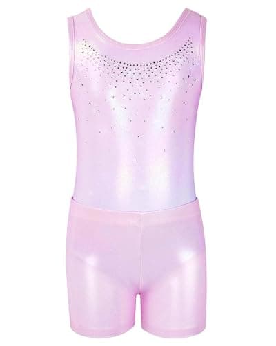 Gogokids Girls' Three-Piece Gymnastics Set, Sleeveless Leotards with Shorts and Hairband, Sparkling Ballet Dancing Unitards - Gymnastics Outfit with Gradient Color Design for 3-12 Years thumbnail 6