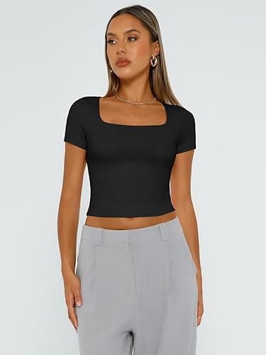 Trendy Queen Tshirts Shirts for Women Double Lined Going Out Crop Tops 2025 Spring Summer Workout Y2k Clothes Beach Fashion thumbnail 3