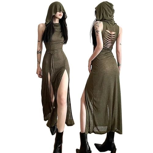 SINROYEE Women High Slit Long Dress Sexy Sleeveless Cocktail Dress Sexy Cutout Bodycon Party Club Cami Dresses - Image 1