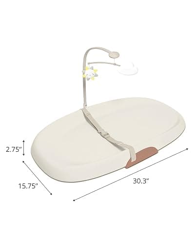 Skip Hop Baby Changing Pad Nursery Style Wipe-Clean Contoured with Cushioned Foam, Non-Skid Base, Built-in Safety Belt & Tuck-Away Toy Bar Fits Standard Changing Tables, Oat thumbnail 3
