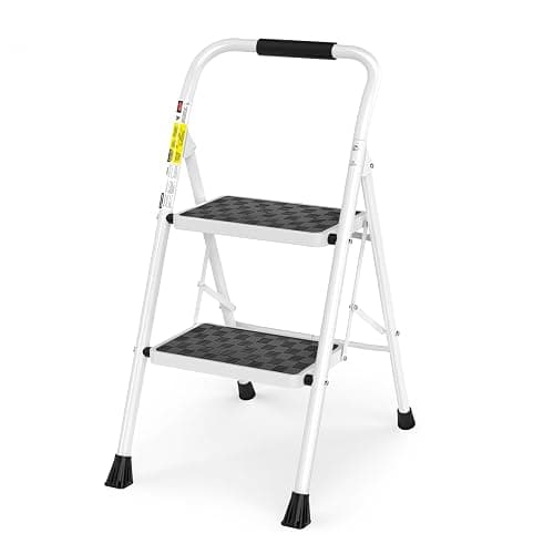 HBTower 2 Step Ladder,2 Step Stool for Adults Folding Step Stool with Cushioned Handle with Wide Anti-Slip Pedal Ergonomic Design - Image 1