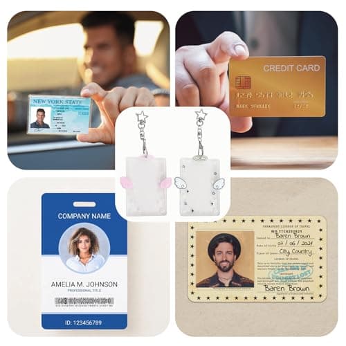 2-Piece Wing-Shaped Photocard Holder | Clear Acrylic ID Badge Display with Keychain Pendant Design | Versatile for Student, Credit, and Bus Cards | Ideal Gift for Fans thumbnail 2