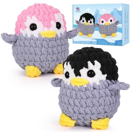 Crochet Kit for Beginners,Beginner Crochet Starter Kit with Step-by-Step Video Tutorials,Learn to Crochet Kits for Adults Kids,DIY Knitting Supplies,2 Penguin (40%+ Yarn) - Image 1