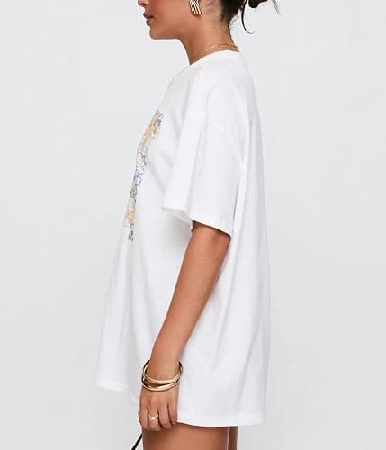 Women Oversized Tops Y2k Cute Loose Short Sleeve Fruit Floral Graphic T Shirt Vintage Beach Coastal Summer Baggy Tee thumbnail 5