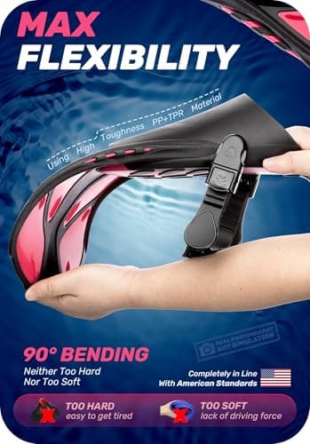 CAPAS Snorkel Fins, Swim Fins Travel Size Short Adjustable for Snorkeling Diving Adult Men Women Kids Open Heel Swimming Flippers thumbnail 3