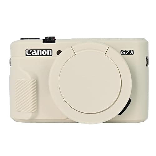Easy Hood G7X Mark II Case, Protective Case for Canon Powershot G7X Mark II Digital Camera, Removable Lens Cover Silicone Sleeve Soft Camera Cover Rubber Protective Body Skin- Beige - Image 1