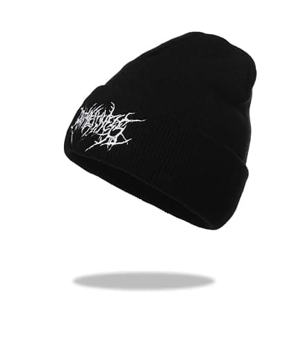 TYHOTULY Gothic Beanies Hat for Women Men Y2k Emo Grunge Harajuku Punk Accessories Winter Warm Knitted Skull Cap Streetwear thumbnail 2