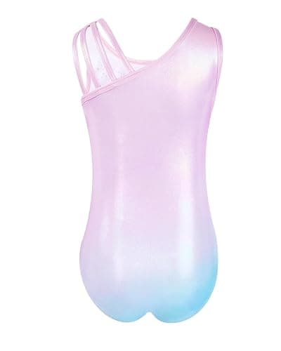 Gogokids Girls' Three-Piece Gymnastics Set, Sleeveless Leotards with Shorts and Hairband, Sparkling Ballet Dancing Unitards - Gymnastics Outfit with Gradient Color Design for 3-12 Years thumbnail 7
