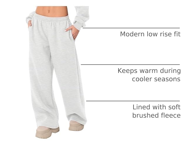 LOMON Wide Leg Sweatpants Women Fleece Sweat Pants Fall Clothes 2025 Teen Girl Baggy Jogger Sweatpant with Pockets thumbnail 4