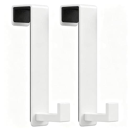 HUFEEOH Over Door Hooks, Stainless Steel Door Hanger with Non-Slip Pads, Easy Install Towel Coat Storage Fits 1-3/4" Thick Door (White, Fits 1-3/4" Thick Door -L Shape - 2 Pack) - Image 1