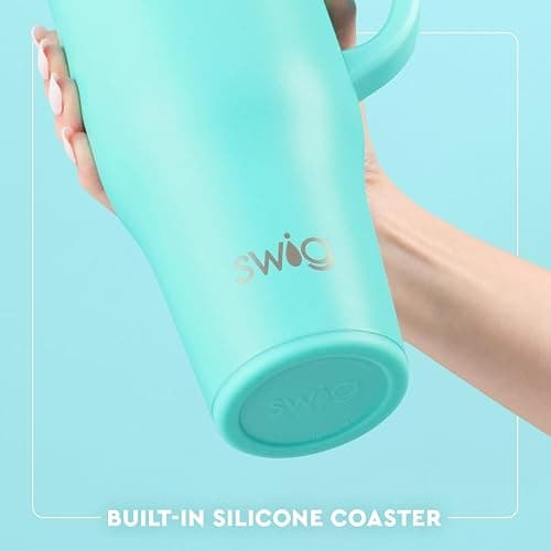 Swig Life 40oz Leakproof Mega Mug with Straw, Boot Scootin' Turquoise | Leakproof Lid - Triple Insulated Stainless Steel - Handle & Straw Included - Cup Holder Friendly - Dishwasher Safe thumbnail 6