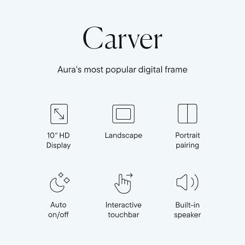 Aura Carver WiFi Digital Picture Frame | The Best Digital Frame for Gifting | Send Photos from Your Phone | Quick, Easy Setup in Aura App | Free Unlimited Storage | Sea Salt thumbnail 2