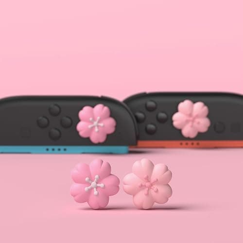 PlayVital Thumb Grips for Nintendo Switch 2 | Kawaii Silicone Joystick Caps (4-Pack) - Cute Accessories Design Thumbstick Covers - Blush Cherry Blossom Petals thumbnail 4